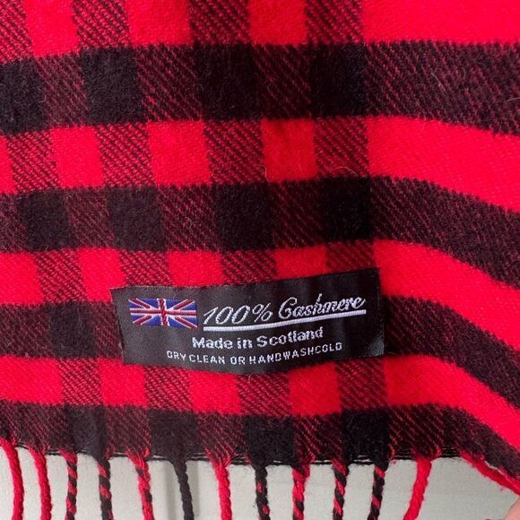 100% Cashmere Plaid Check Scarf Made in Scotland Preppy Luxurious - Picture 2 of 4